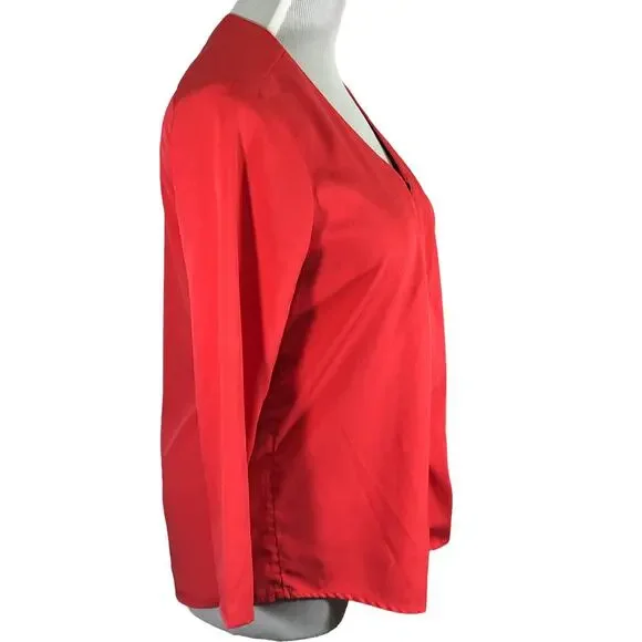 Banana Republic Factory Women's Zip Up Coral 3/4 sleeve blouse top SIZE Small - Picture 2 of 6